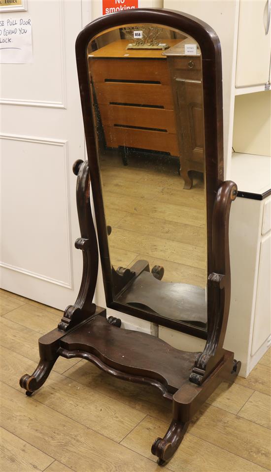 A Victorian mahogany Cheval mirror W.73cm